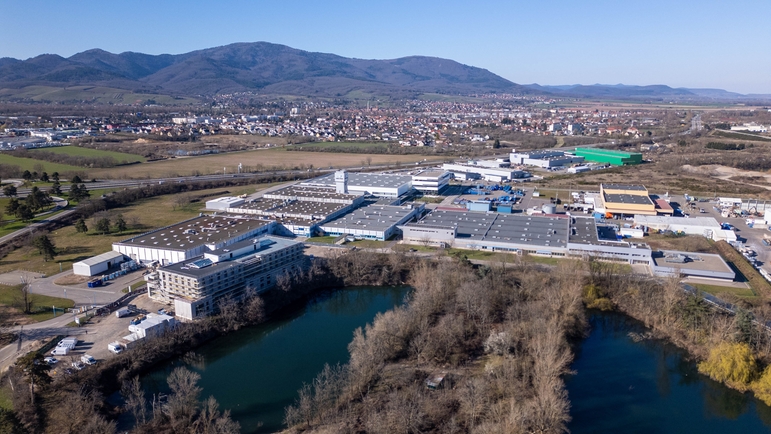Image of Production facility of E+H Flow France at Cernay - Aerial photograph